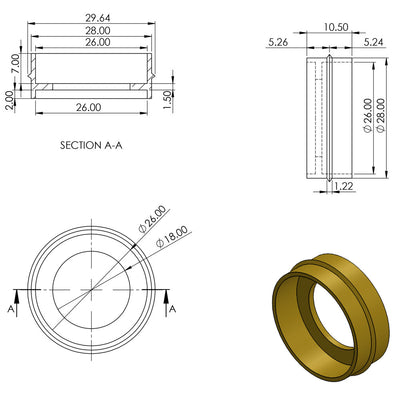 Brass Screw Castor with Rubber Tyre and Round Embellisher