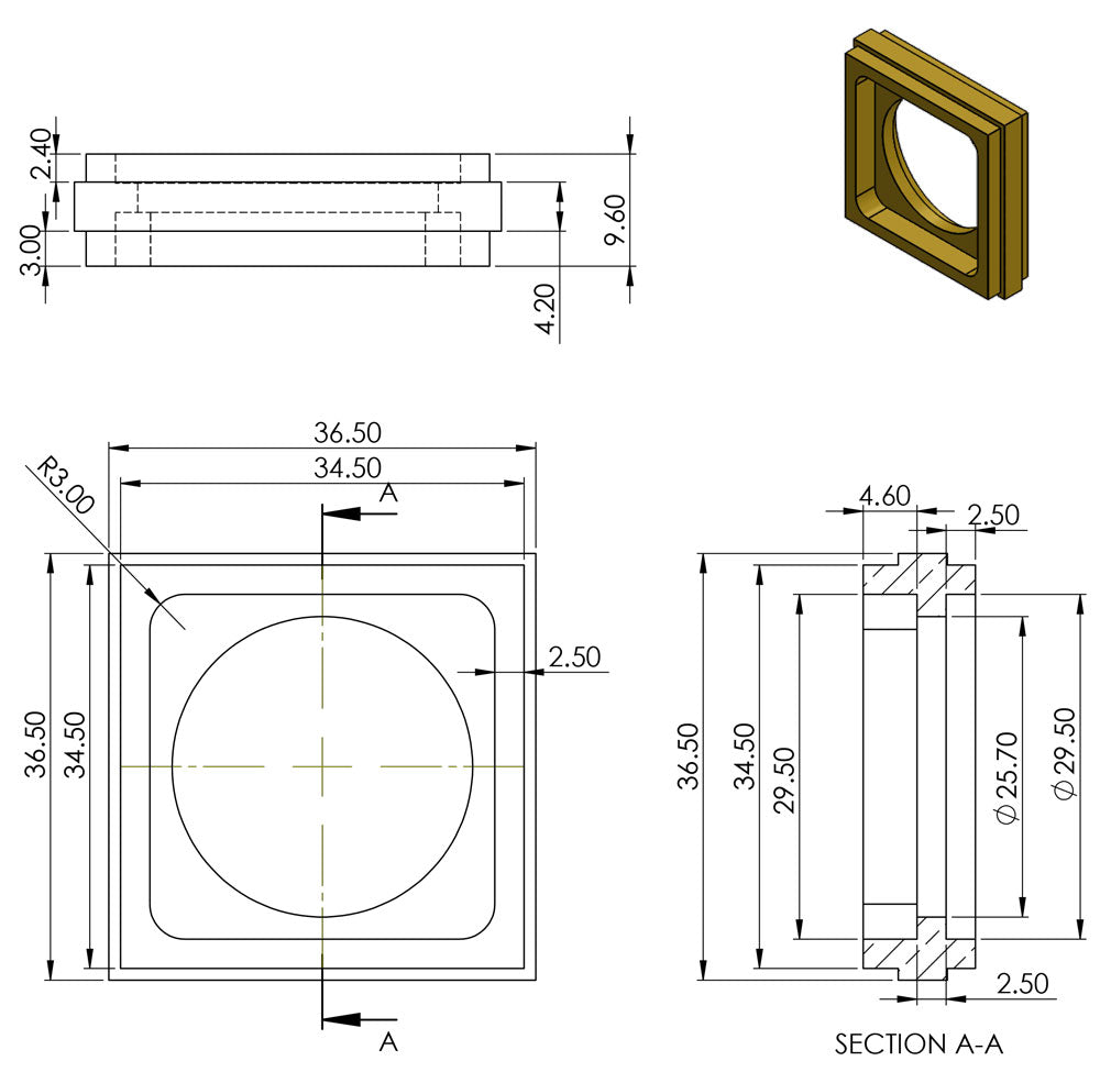 Messing-Schraubrolle mit quadratischer Verzierung