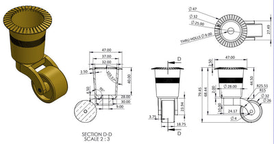 Antik Messing Castor Runde dekorative Tasse