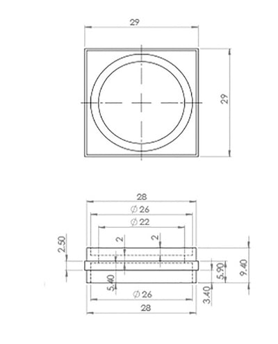 Antique Castor with Square Embellisher 22mm