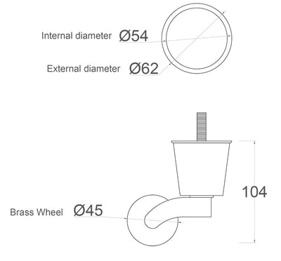 Chrome Castor Round Cup Extra Large with 5/16 Threaded Bolt (United States)