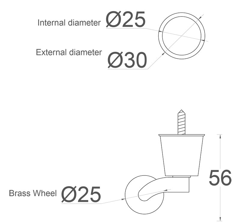 1 Inch (25mm) - Including Screws