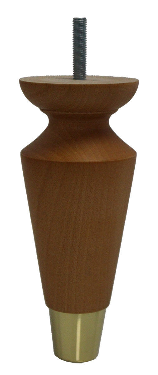 Wooden Legs with Polished Brass Cups / Dark Natural