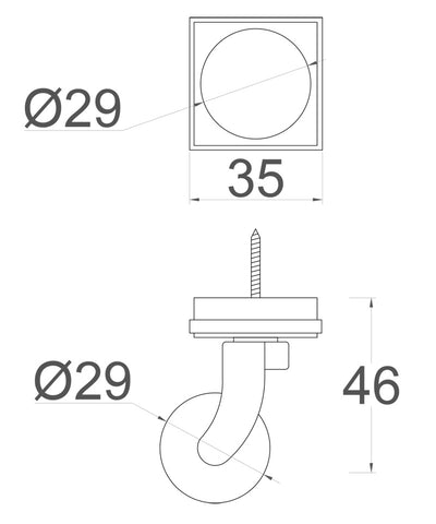 Chrome Screw Castor with Square Embellisher