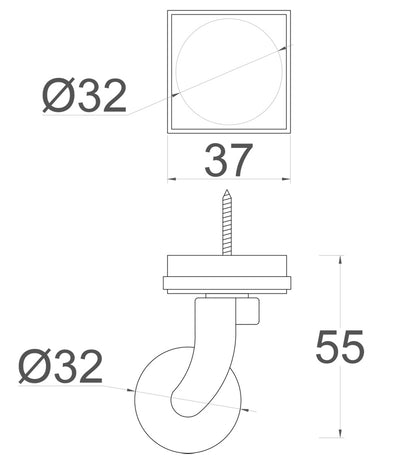 Chrome Screw Castor with Square Embellisher